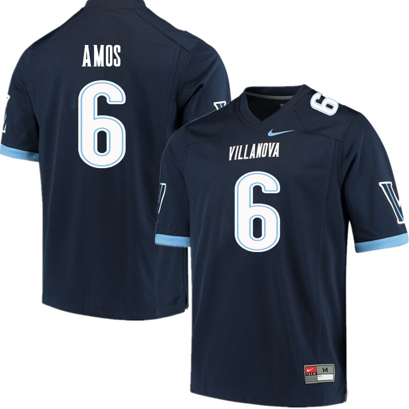 Men #6 Jaquan Amos Villanova Wildcats College Football Jerseys Sale-Navy